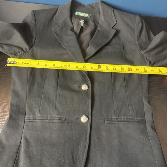 Lauren Ralph Lauren Womens Blazer Petites Size 10P Black Silver Buttons Academia - Picture 7 of 8